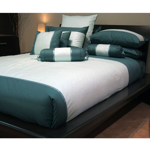 Orient Sense Petra Jacquard Cotton Quilt Doona Duvet Cover Set Green King