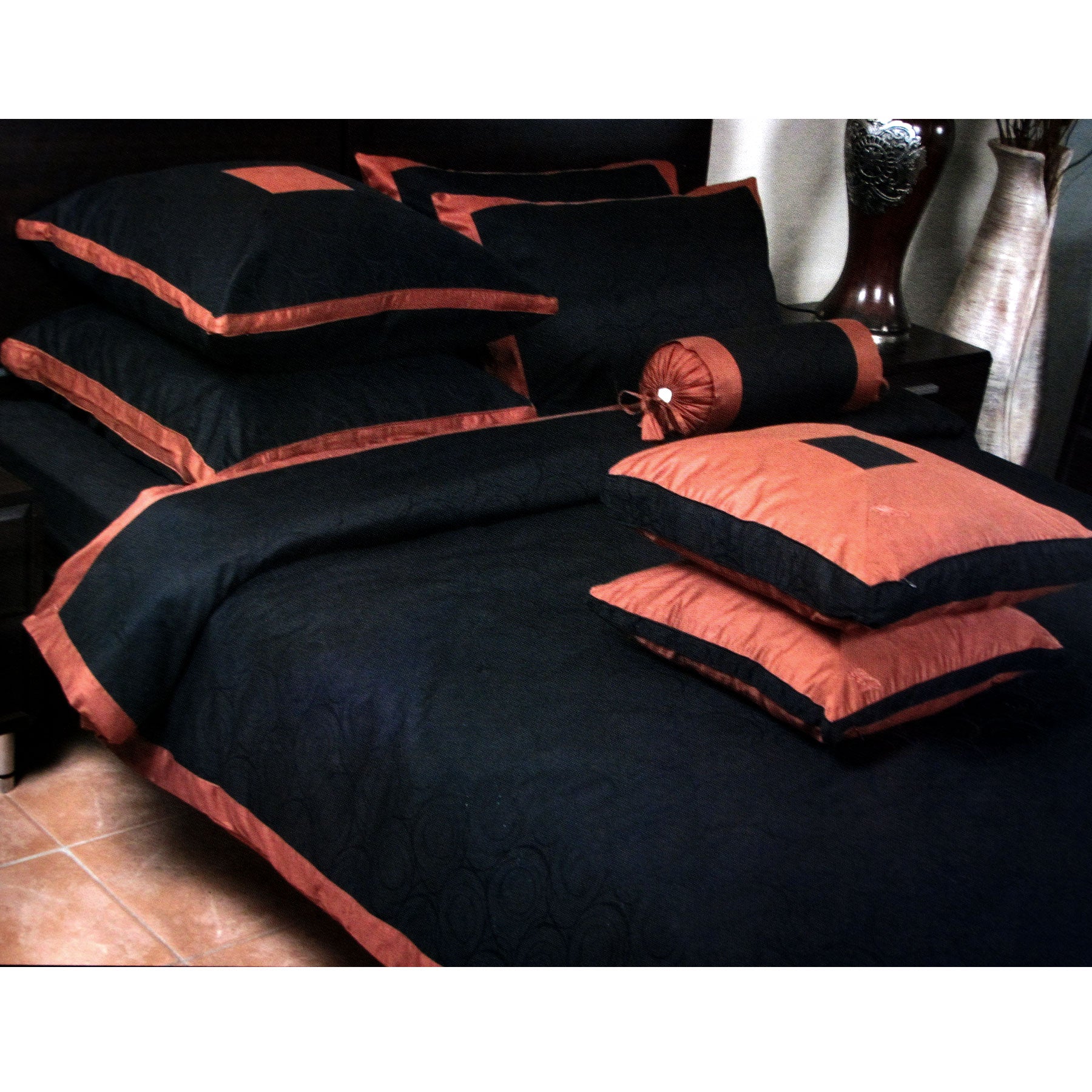 Orient Sense Venucci Oriental Quilt Doona Duvet Cover Black Queen