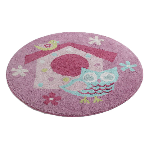 Jiggle & Giggle Birdcage Girls Nursery Bedroom Floor Rug Round 80cm