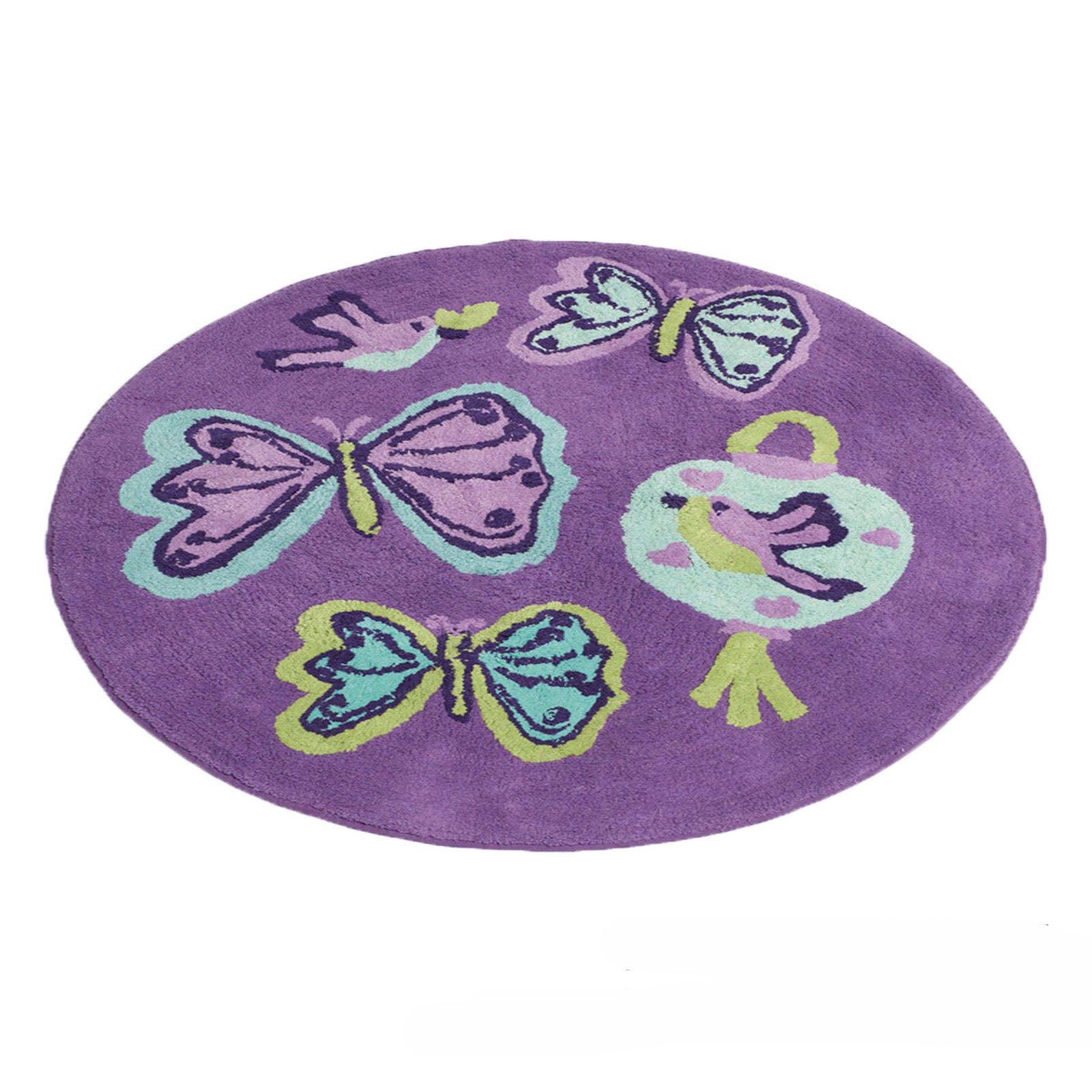 Jiggle & Giggle Butterfly Lantern Floor Rug Carpet Round Purple 80cm