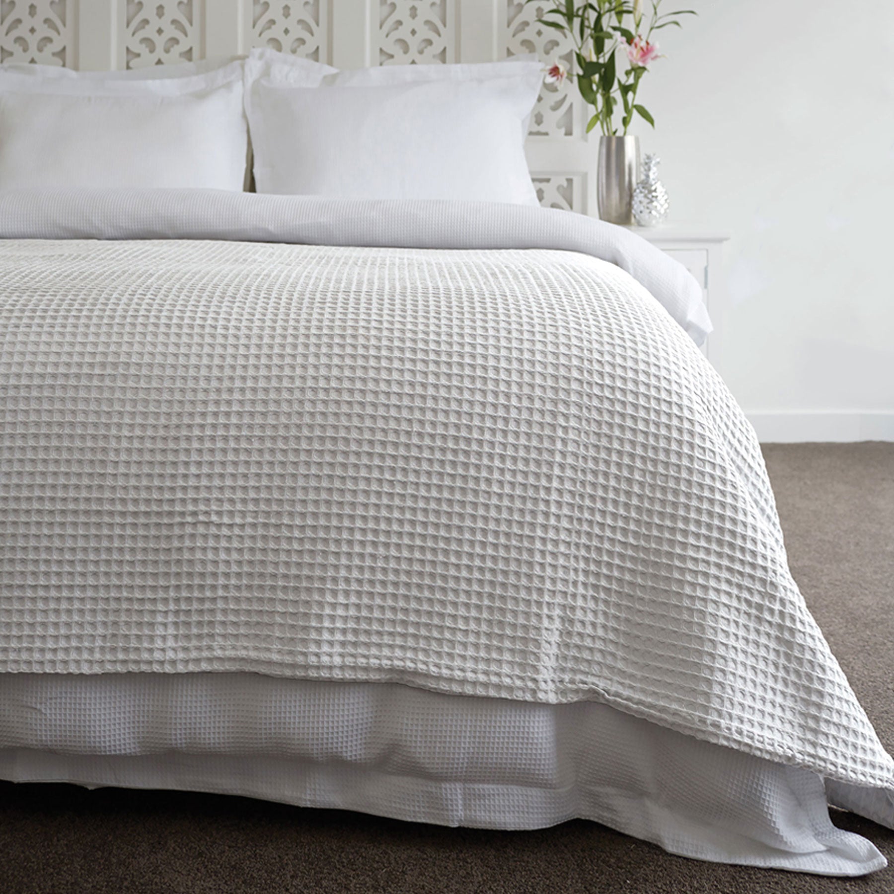 Jenny Mclean Ardent Super Soft Cotton Waffle Blanket Throw White Queen