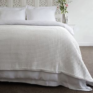 Jenny Mclean Ardent Super Soft Cotton Waffle Blanket Throw White Queen