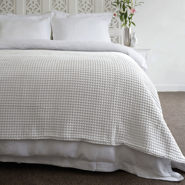 Jenny Mclean Ardent Super Soft Cotton Waffle Blanket Throw White Queen
