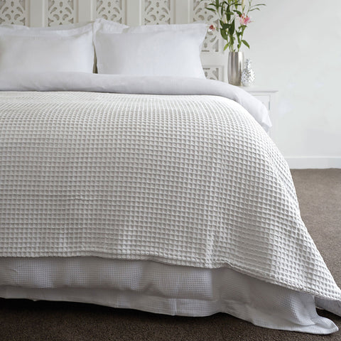 Jenny Mclean Ardent Super Soft Cotton Waffle Blanket Throw White Queen