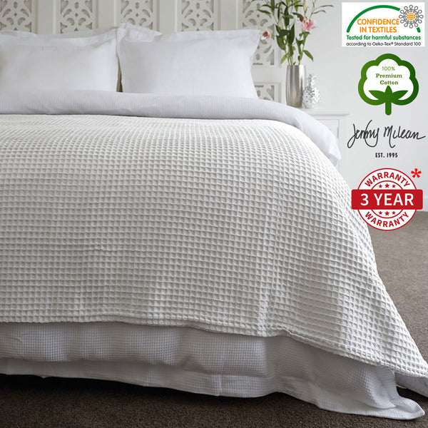 Jenny Mclean Ardent Super Soft Cotton Waffle Blanket Throw White Queen