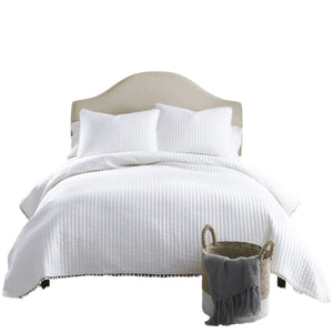 Jenny Mclean Clavo Pompom Bedspread Coverlet Comforter Quilt White Queen