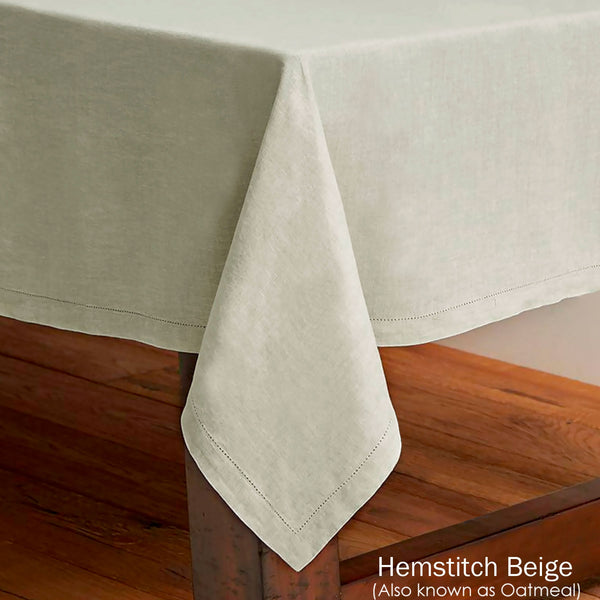 Rans Pure Cotton Hemstitch Tablecloth Square 205 x 205cm Beige