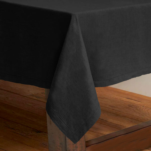 Rans Pure Cotton Hemstitch Tablecloth Rectangular 150 x 260cm Black