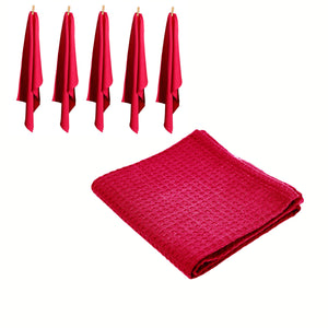 Rans Set of 6 Cotton Waffle Tea Towels 50 x 70 cm Hot Pink