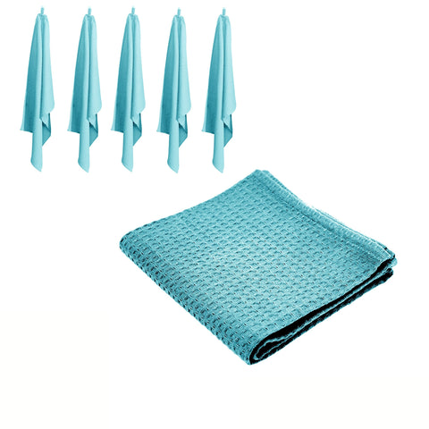 Rans Set of 6 Cotton Waffle Tea Towels 50 x 70cm Island Paradise Blue