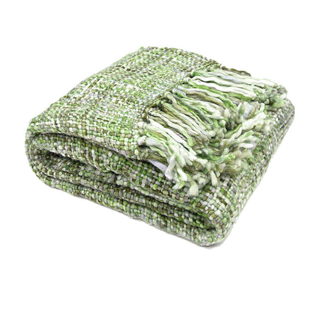 Rans Oslo Knitted Weave Throw Blanket 127 x 152cm Green Grass
