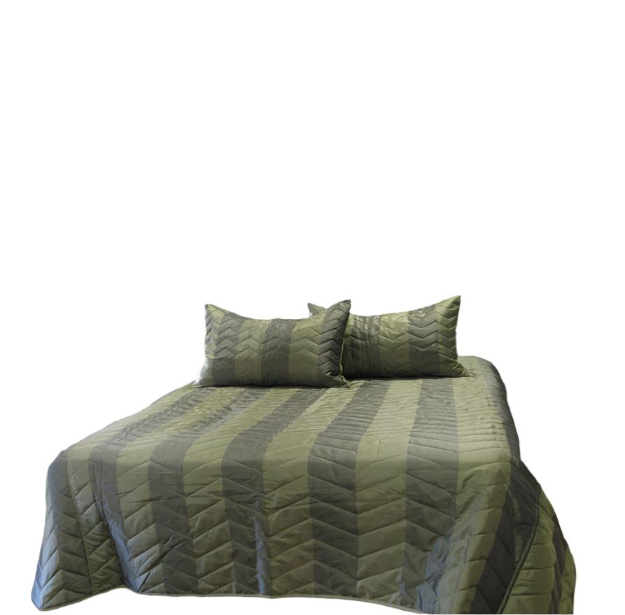 Rapee Zig Zag Faux Silk Bedspread Comforter Coverlet Sage Queen