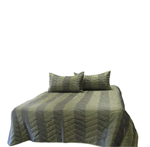 Rapee Zig Zag Faux Silk Bedspread Comforter Coverlet Sage Queen
