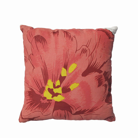 Rapee Poppy Flower Filled Square Cushion Red 50cm