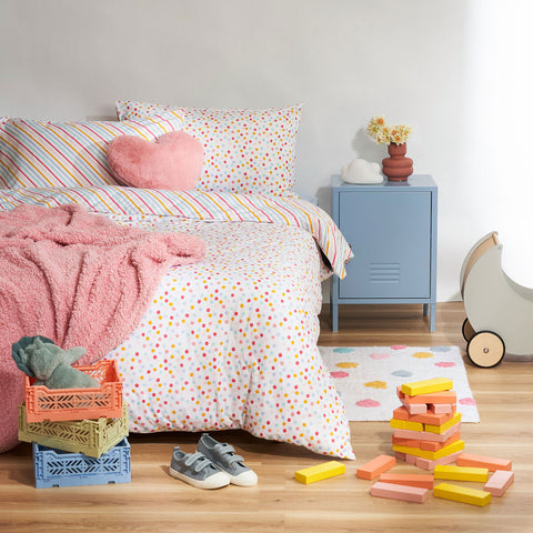 Minikins Multi Colour Spot Reversible Quilt Doona Duvet Cover Set Double