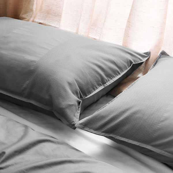 Dickies Cotton Waffle Texture Quilt Doona Duvet Cover Set Grey Queen