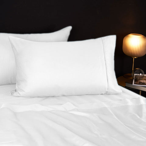 Morrissey 1700TC Cotton Rich Flat Fitted Sheet Set White Queen