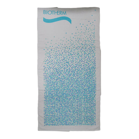 Biotherm Cotton Velour Beach Towel Blue White 150 x 75cm