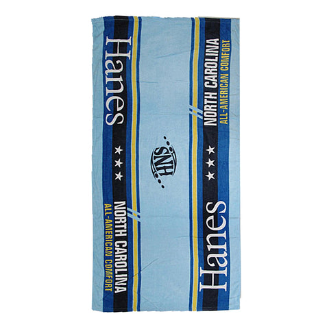 Hanes North Carolina Cotton Velour Beach Towel Blue 75 x 150cm