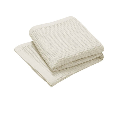 Living At Home 350gsm Cotton Waffle Weave Blanket Throw Single Cream