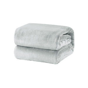 Micro Flannel Plush Blanket Throw Rug Single 150 x 220cm Grey