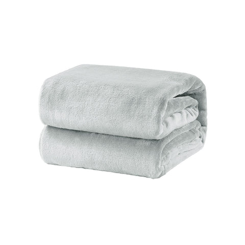 Micro Flannel Plush Blanket Throw Rug Single 150 x 220cm Grey