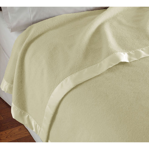Luxury Wool Blanket Throw 400gsm Cream Ivory Single / Double
