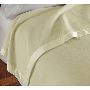 Luxury Wool Blanket Throw 400gsm Cream Ivory Queen
