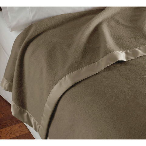 Luxury Wool Blanket Throw 400gsm Cream Mocha Brown Queen
