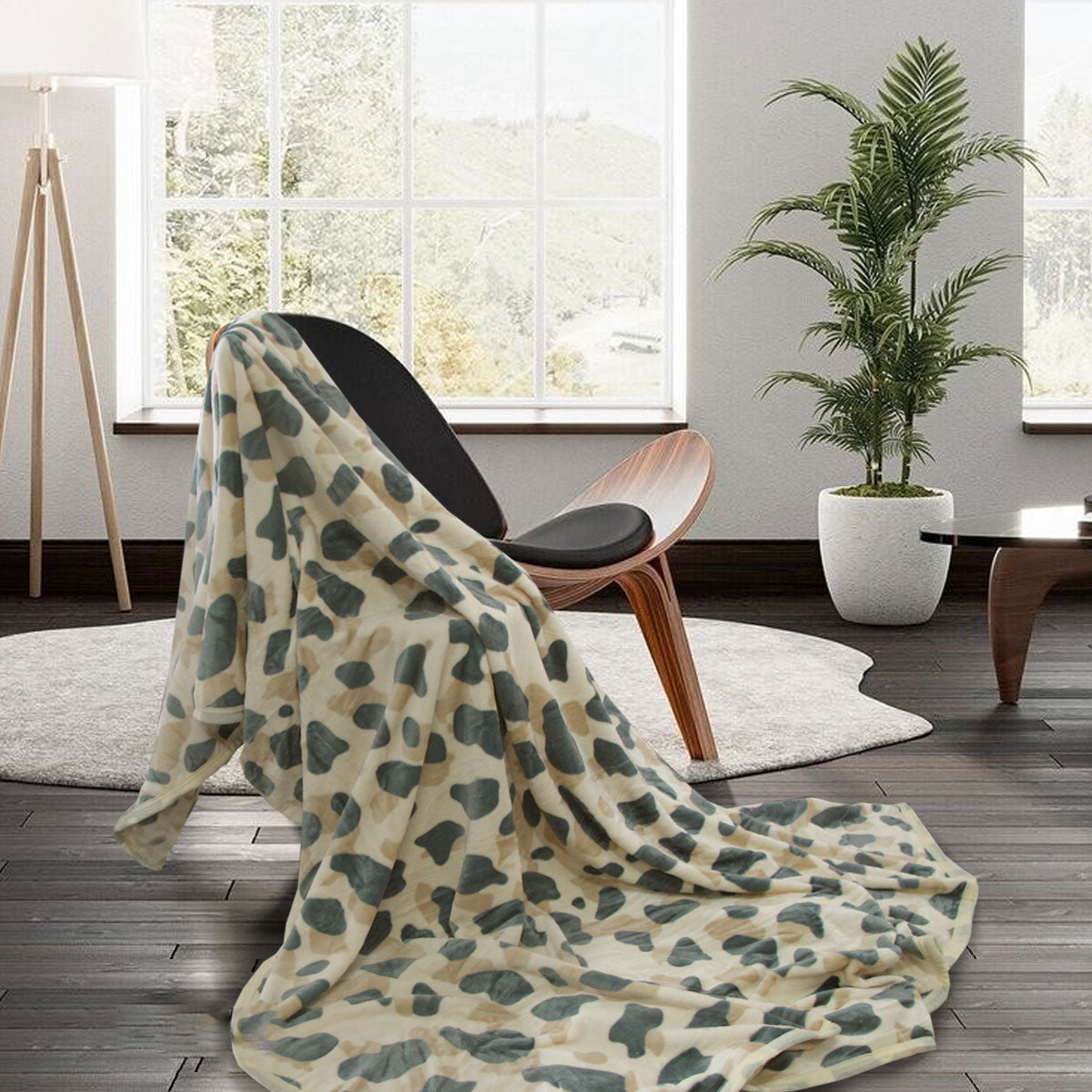 Faux Animal Fur Soft Flannel Blanket Throw Rug Jaguar Queen Size