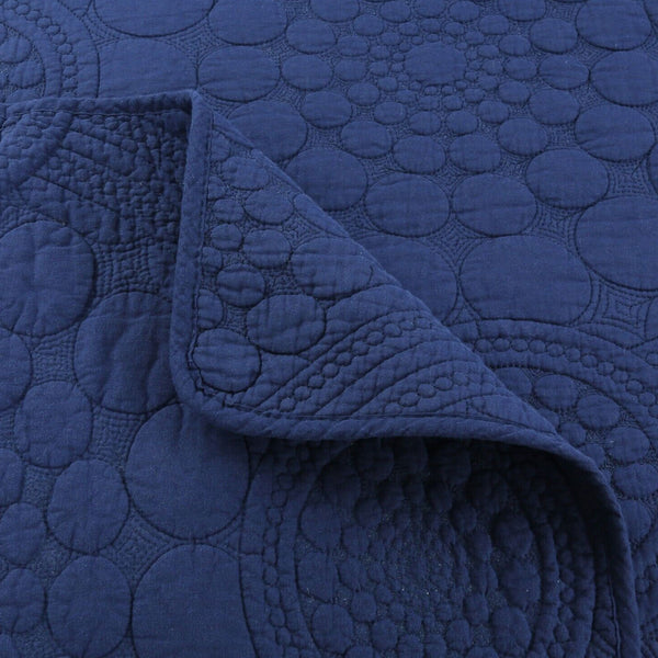 Unity Geometric 150gsm Cotton Quilted Bedspread Coverlet Set Navy Blue Queen