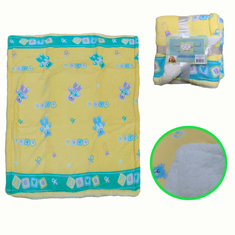 Elements Kids Childrens Nursery Coral Fleece Blanket Yellow Teddy 80 x 100cm