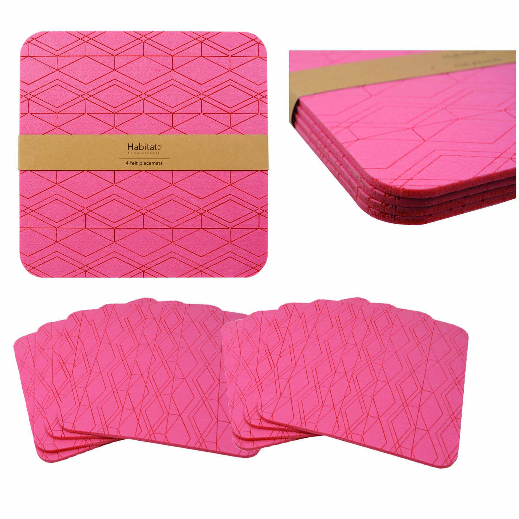 Set of 8 Felt Placemats Square Watermelon 35 x 35cm