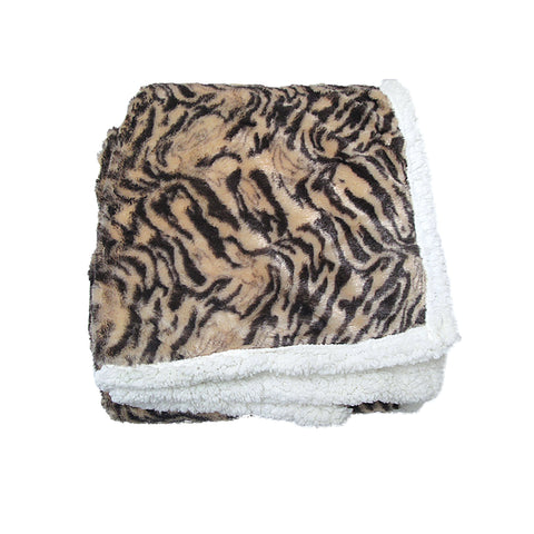 Faux Fur Reversible Blanket Throw Rug 127 x 152cm Mountain Cat