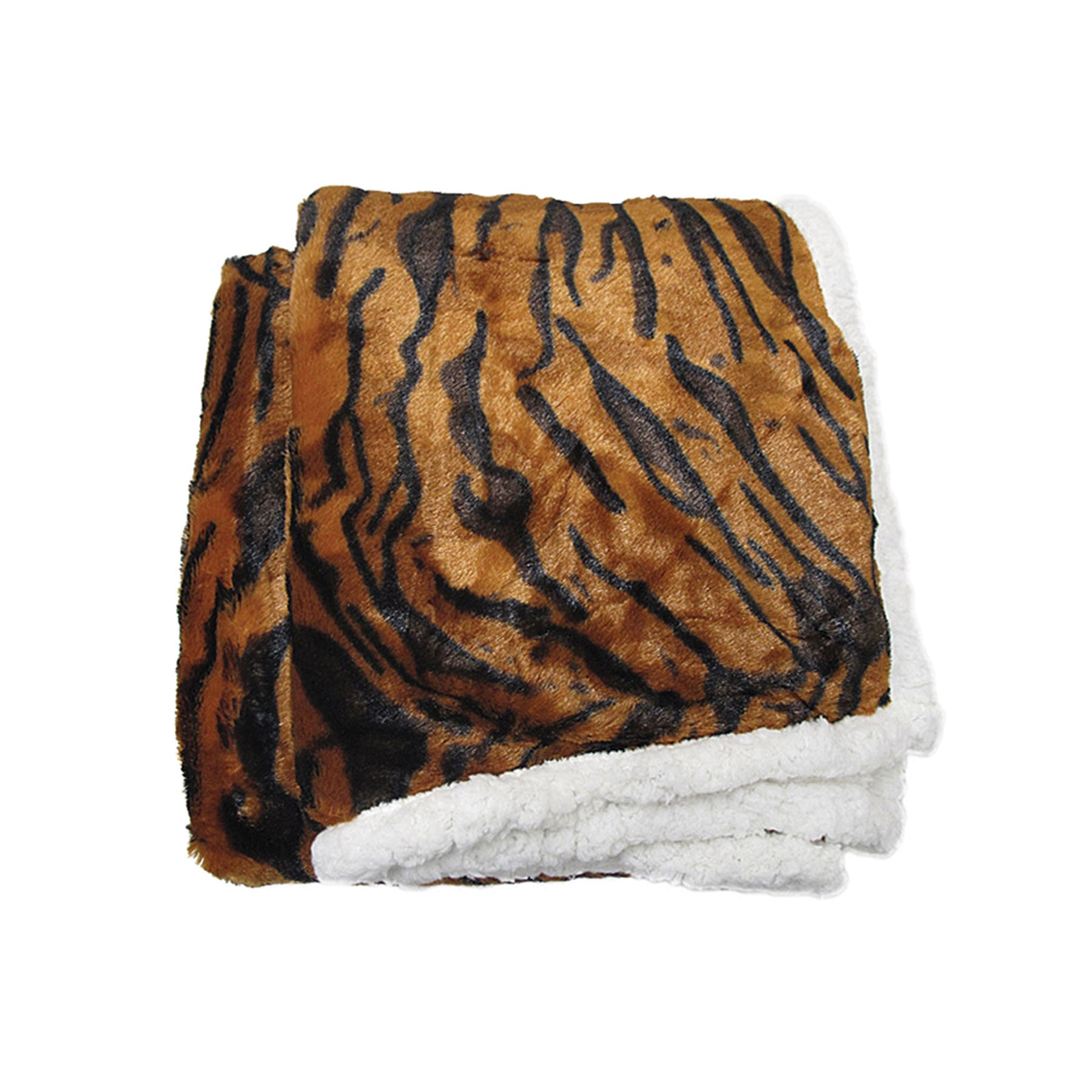 Faux Fur Reversible Blanket Throw Rug 127 x 152cm Tiger