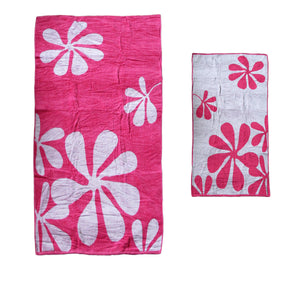 Elements Jacquard Reversible Cotton Velour Beach Towel Pink Floral 80 x 148cm