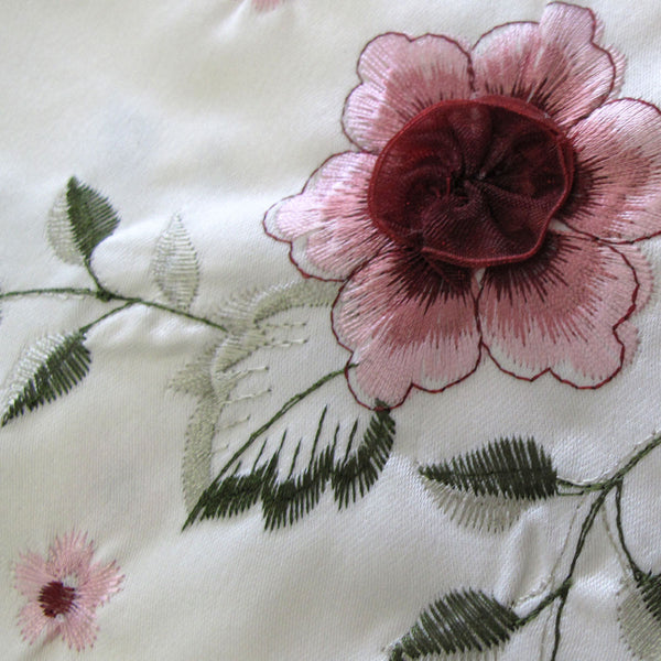 Isadora Flowers Embroidered Rectangular Tablecloth 180 x 275cm Off White