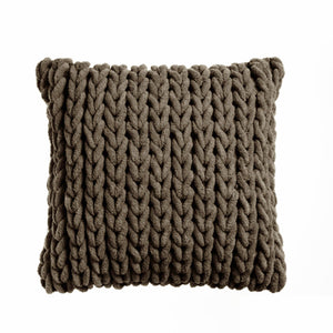 Cable Knitted Square Filled Cushion Espresso Brown 45cm