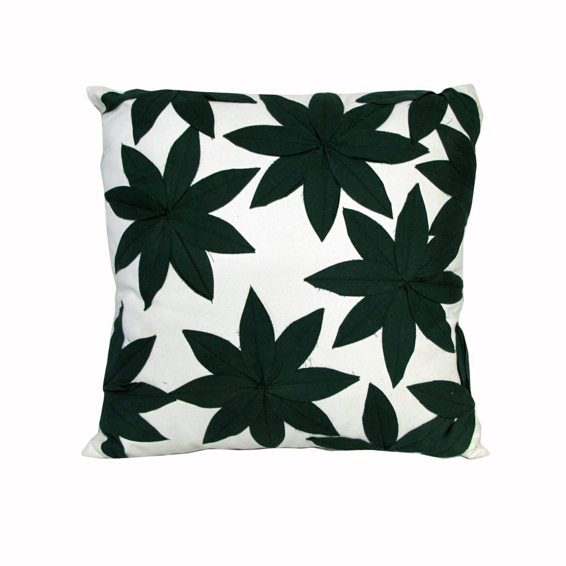 Impressions Lilypad Floral Applique Cotton Cushion Black White 45cm