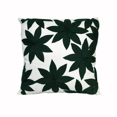 Impressions Lilypad Floral Applique Cotton Cushion Black White 45cm