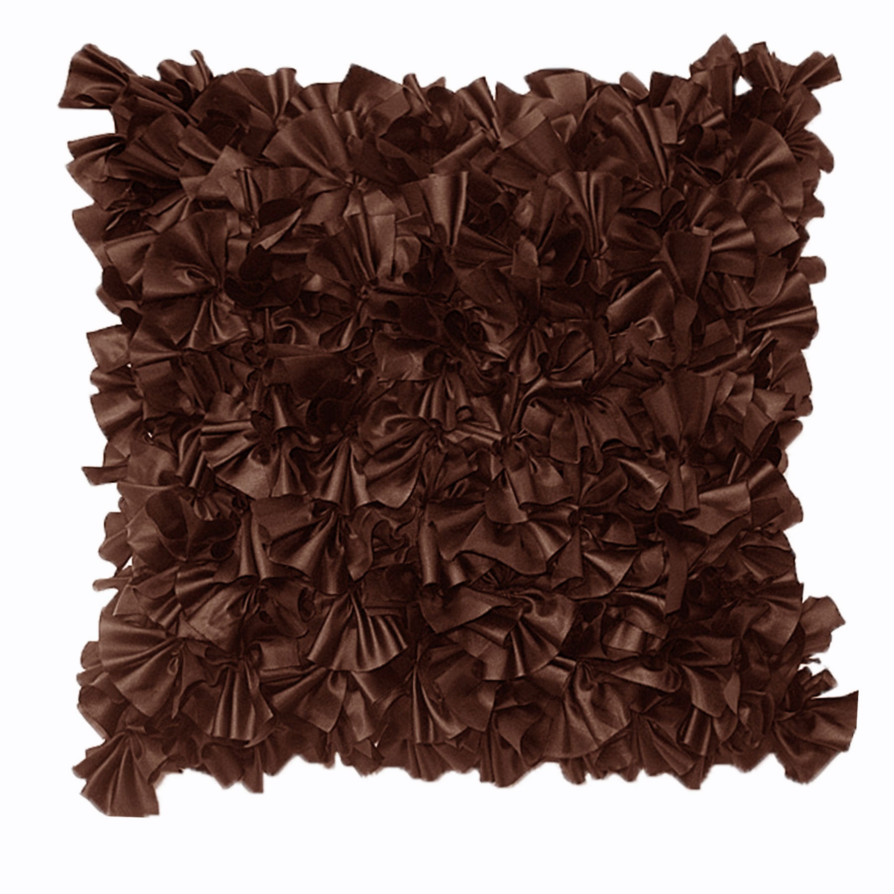 Sapphire Polyester Ruffle Square Filled Cushion 43cm Chocolate