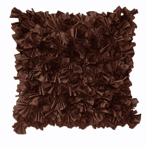 Sapphire Polyester Ruffle Square Filled Cushion 43cm Chocolate