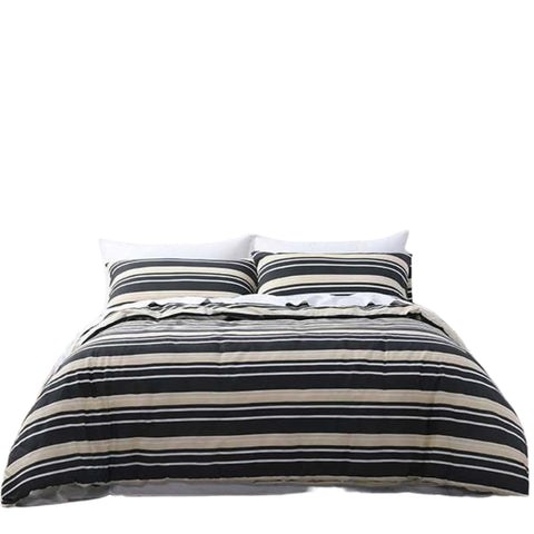 Jason Brighton Striped Polyester Cotton Quilt Doona Duvet Cover Grey Double