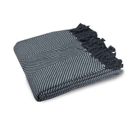Herringbone Acrylic Throw Blanket Rug Charcoal Grey 130 x 180cm