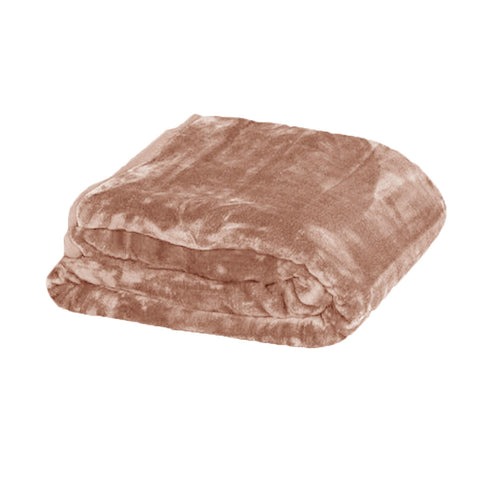 Faux Mink Blanket Throw Rug 750gsm Queen Mocha