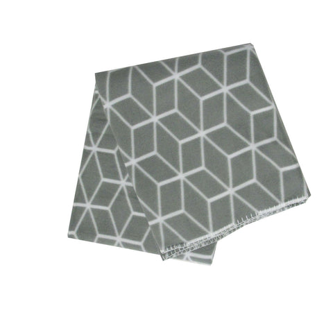 Printed Polar Fleece Throw Rug Blanket Geometric Tiles 120 x 150cm Grey