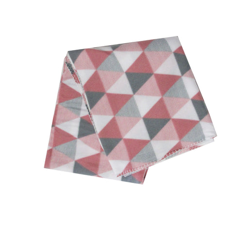 Printed Polar Fleece Throw Rug Blanket Geometric Triangles 120 x 150cm Dusty Rose