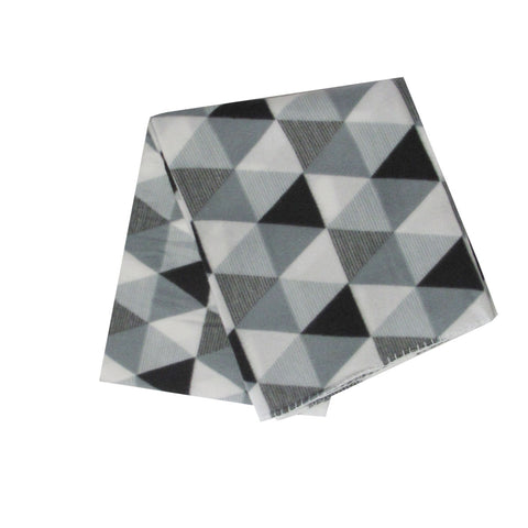 Printed Polar Fleece Throw Rug Blanket Geometric Triangles 120 x 150cm Grey