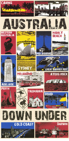 Australia Down Under Souvenir Aussie Kangaroos Flag Cotton Beach Bath Towel
