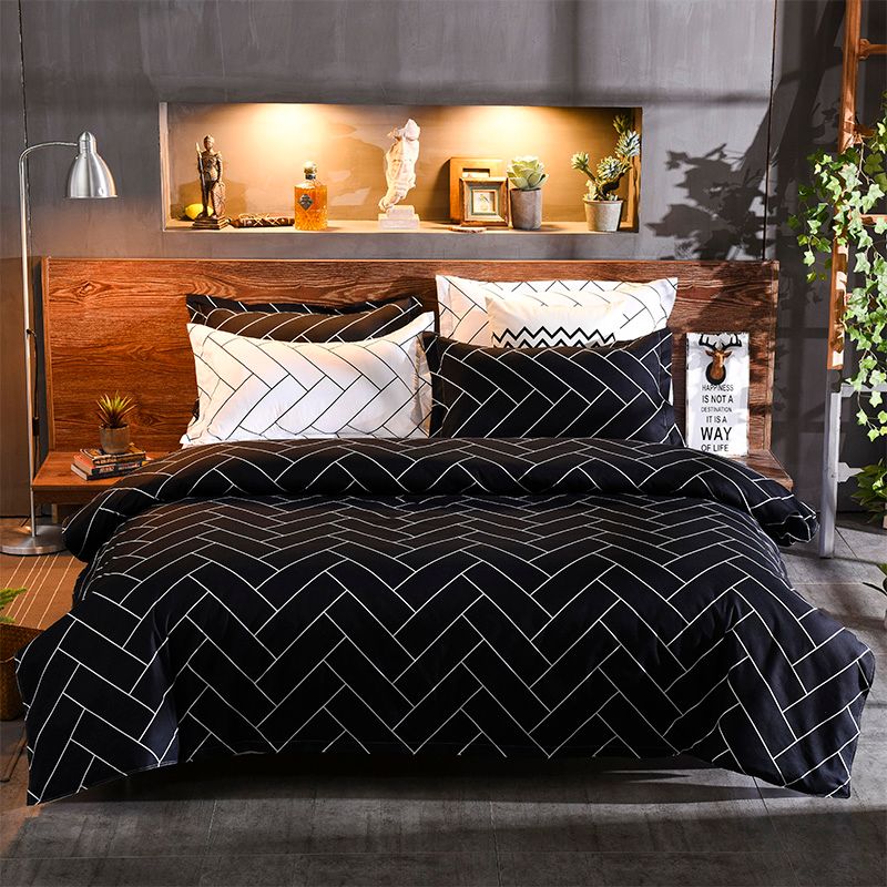 Black And White Super King Size Duvet Doona Quilt Cover Set
